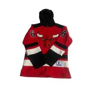 New with Tags Chicago Bulls Starter Hooded Hockey Jersey Size Small